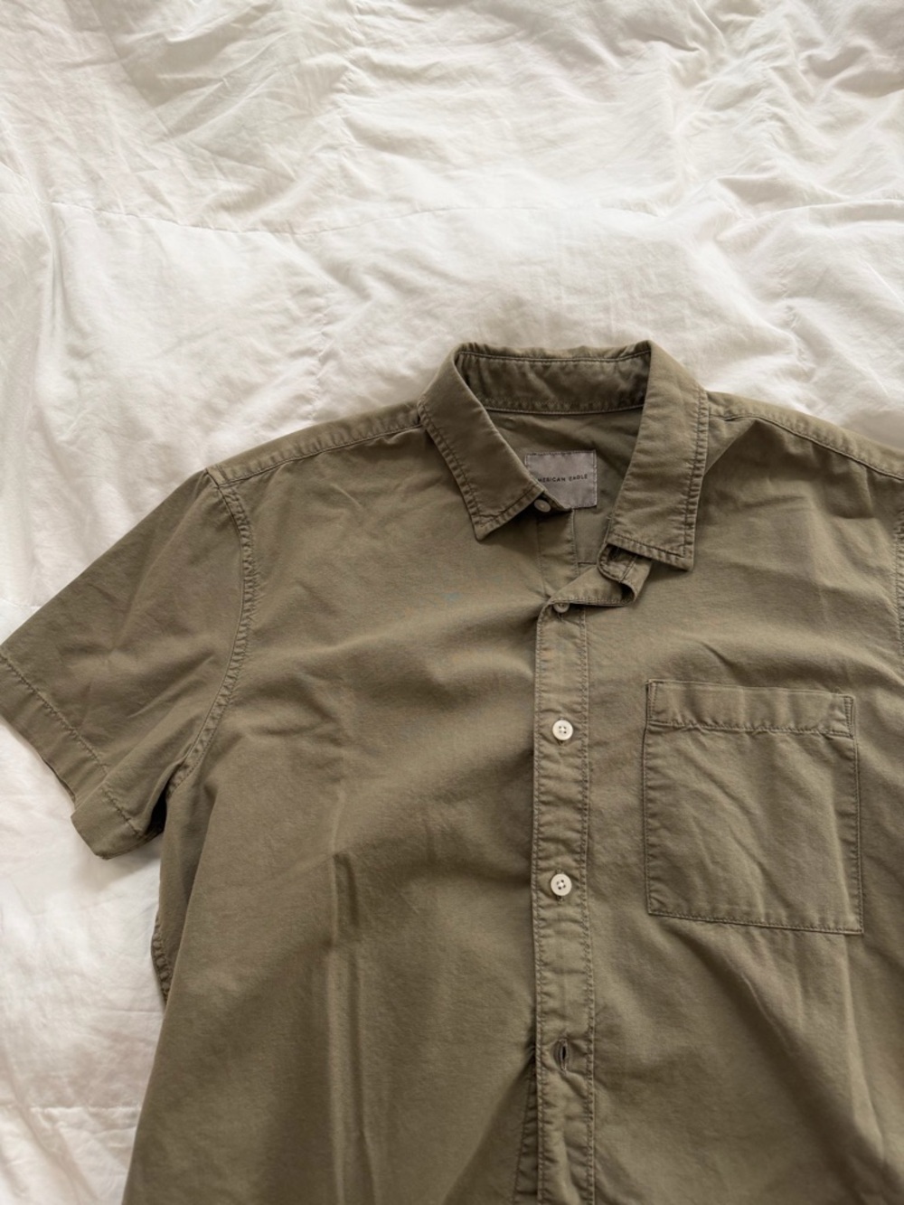 American Eagle Outfitters Men's Olive Button Down Shirt